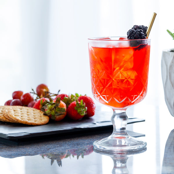 Restaurantware Timeless 11 Oz Cocktail Glass - Stemmed Etched - 3 1/2" X 3 1/2" X 6" - 12 Count Box