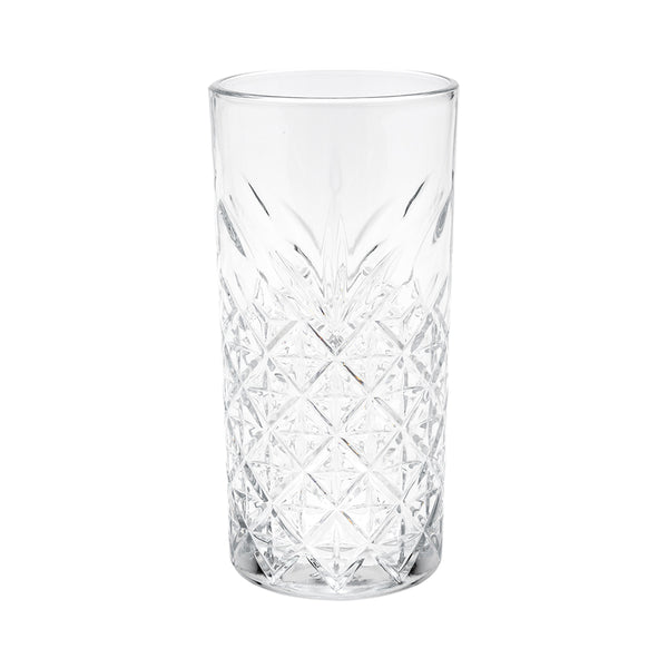 Restaurantware Timeless 15 Oz Beverage Glass - Etched - 3" X 3" X 6 1/4" - 12 Count Box