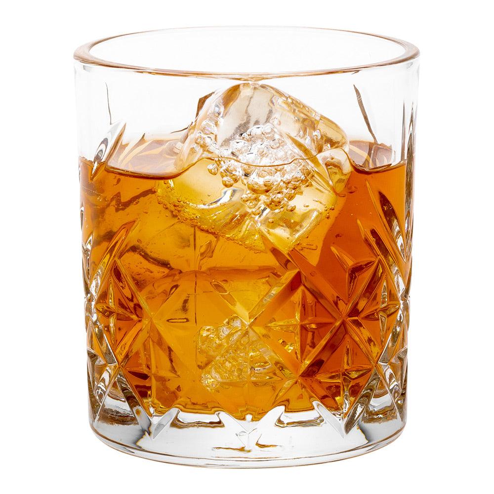 restaurantware Timeless 7 oz Rocks Glass - Etched - 2 3/4" x 2 3/4" x 3 1/4" - 12 count box