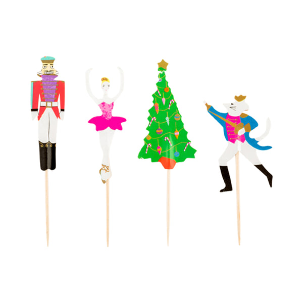 Restaurantware Top Cake Assorted Paper Christmas Cake Topper - Nutcracker - 4" X 1 1/4" - 24 Pieces