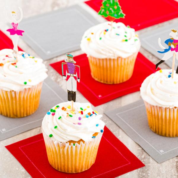 Restaurantware Top Cake Assorted Paper Christmas Cake Topper - Nutcracker - 4" X 1 1/4" - 24 Pieces