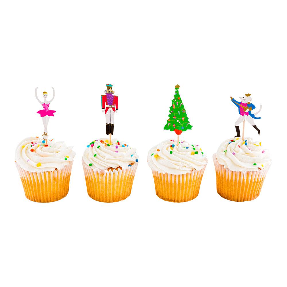 restaurantware Top Cake Assorted Paper Christmas Cake Topper - Nutcracker - 4" x 1 1/4" - 24 pieces