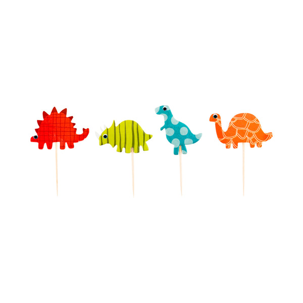 Restaurantware Top Cake Assorted Paper Dinosaur Cake Topper - 3 1/2" X 2" - 24 Pieces