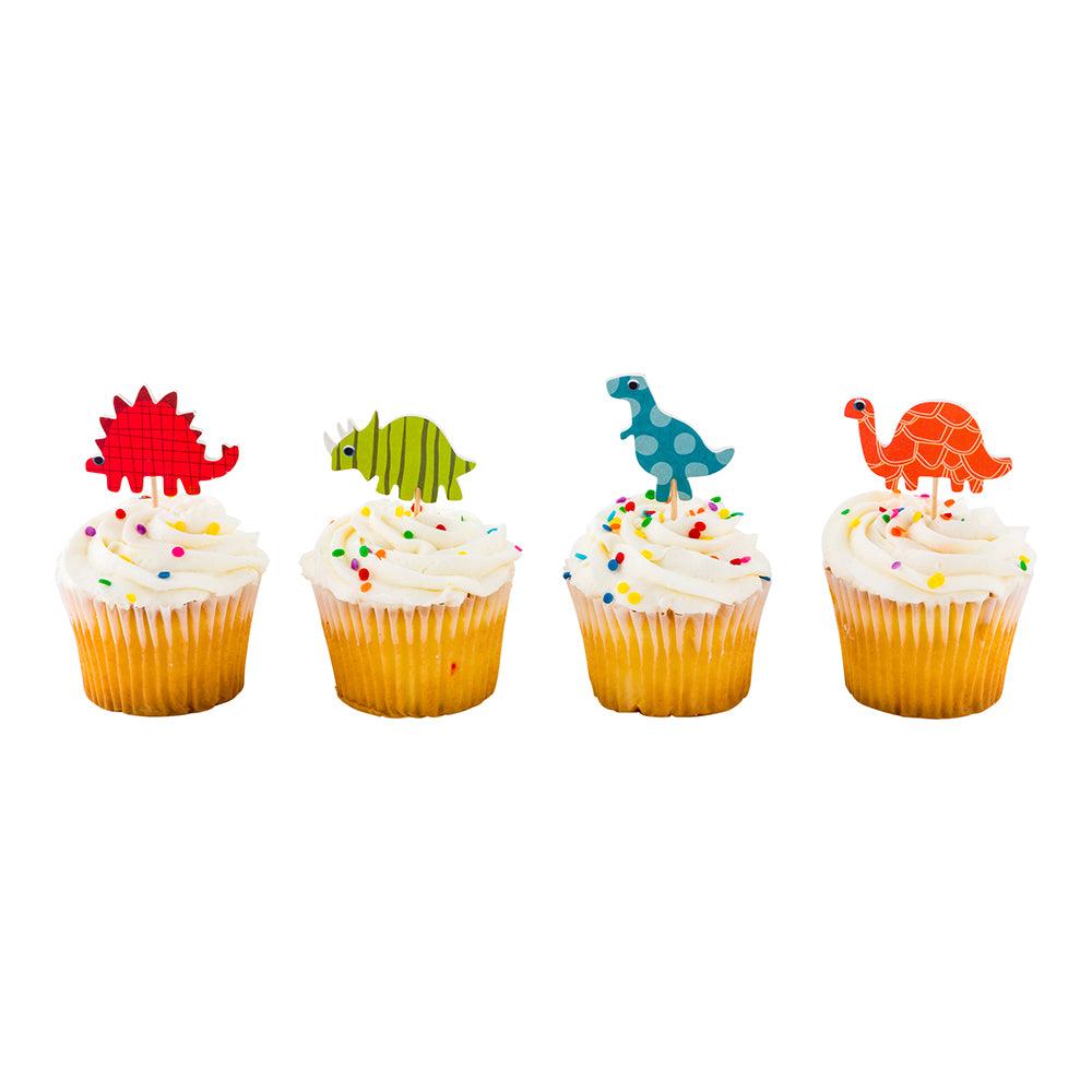 restaurantware Top Cake Assorted Paper Dinosaur Cake Topper - 3 1/2" x 2" - 24 pieces