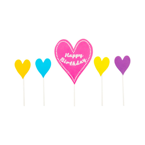 Restaurantware Top Cake Assorted Paper Happy Birthday Cake Topper - 6 1/4" X 3" - 10 Pieces