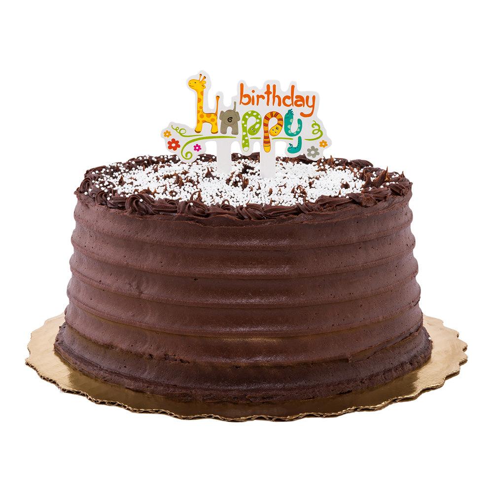 restaurantware Top Cake Assorted Paper Happy Birthday Cake Topper - Jungle Safari - 3 3/4" x 2 3/4" - 100 count box