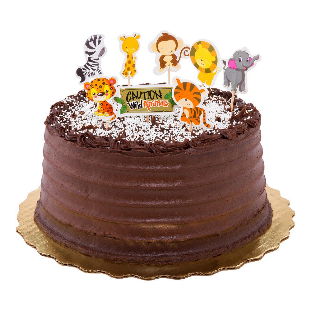 restaurantware Top Cake Assorted Paper Jungle Safari Cake Topper - 3 1/2" x 2 1/2" - 24 pieces