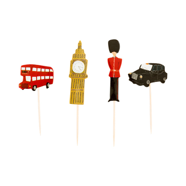 Restaurantware Top Cake Assorted Paper London Big Ben Cake Topper - 4 1/4" X 1 1/2" - 24 Pieces