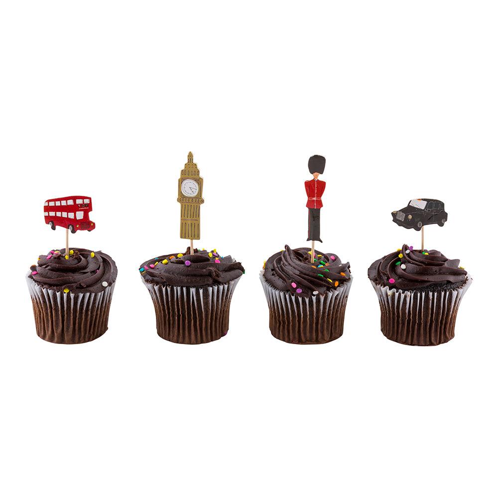 restaurantware Top Cake Assorted Paper London Big Ben Cake Topper - 4 1/4" x 1 1/2" - 24 pieces