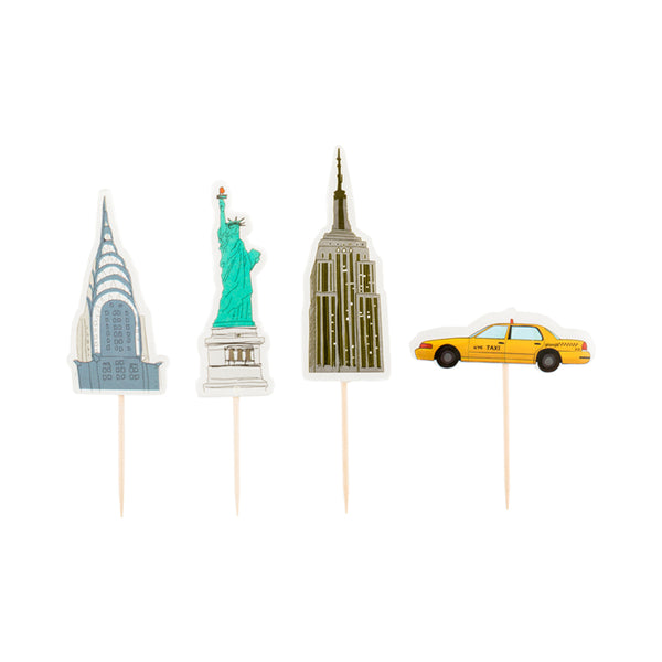 Restaurantware Top Cake Assorted Paper NYC Statue Of Liberty Cake Topper - 4 3/4" X 2 1/4" - 24 Pieces