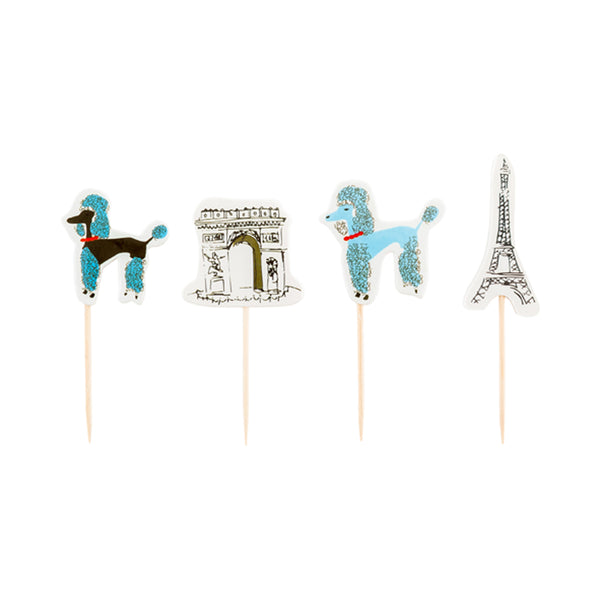 Restaurantware Top Cake Assorted Paper Paris Eiffel Tower Cake Topper - 3 1/4" X 1 1/4" - 24 Pieces