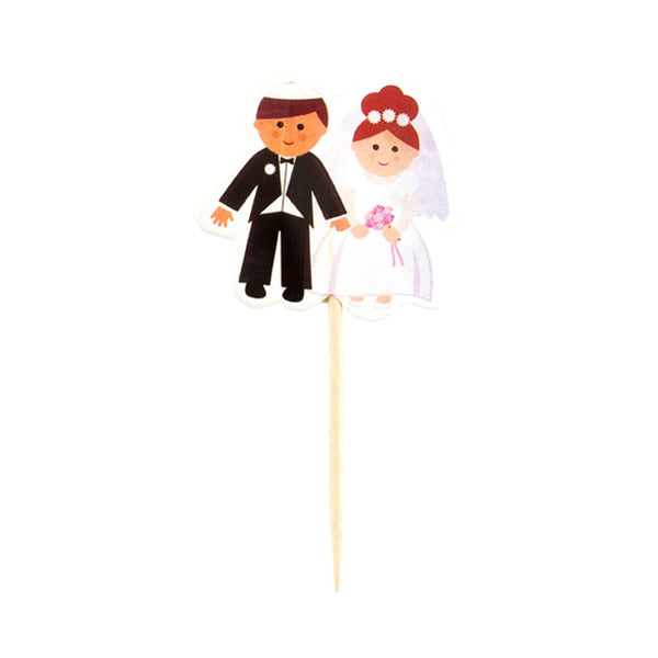 Restaurantware Top Cake Assorted Paper Wedding Cake Topper - Jewish Bride And Groom - 3 1/4" X 1 1/2" - 100 Count Box