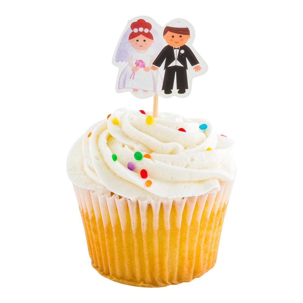 restaurantware Top Cake Assorted Paper Wedding Cake Topper - Jewish Bride and Groom - 3 1/4" x 1 1/2" - 100 count box