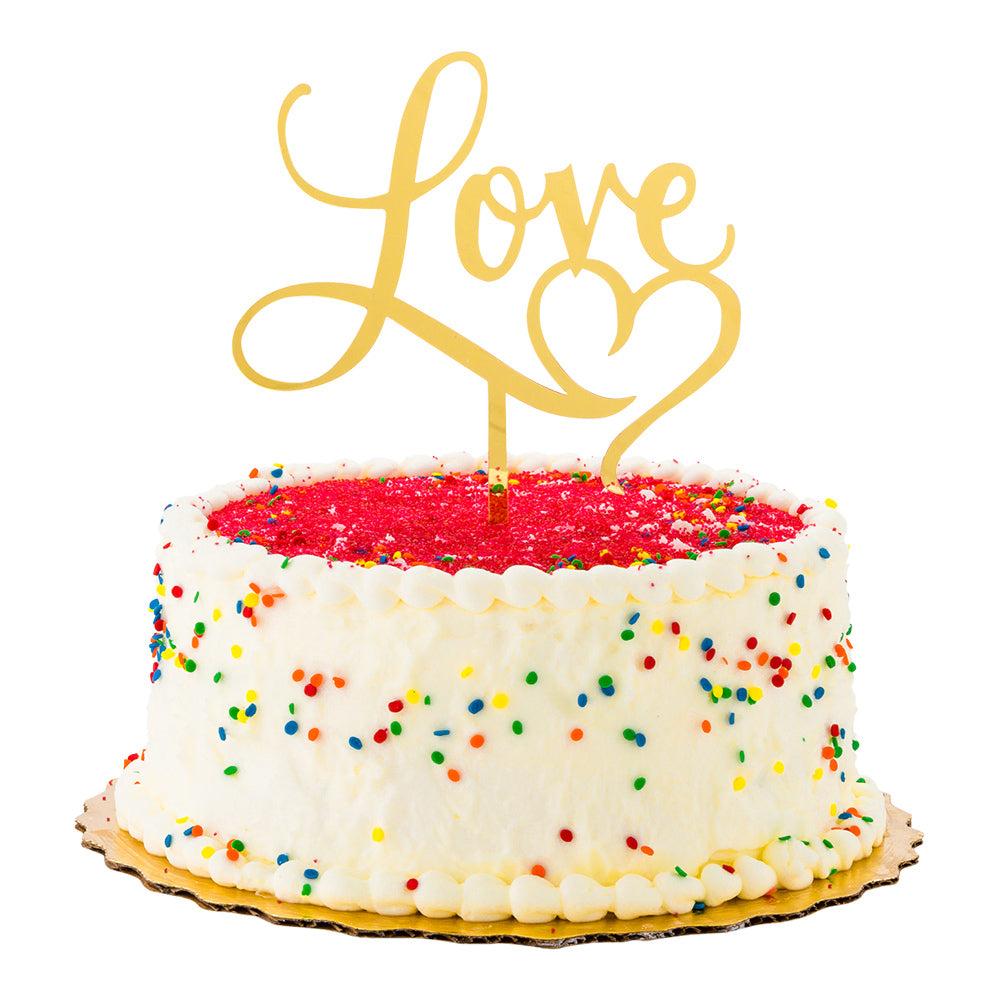 restaurantware Top Cake Gold Acrylic Love Cake Topper - Mirrored Heart - 5 3/4" x 5 1/4" - 1 count box