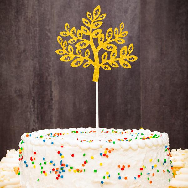 Restaurantware Top Cake Gold Paper Money Tree Cake Topper - Glitter - 7" X 4 1/2" - 100 Count Box