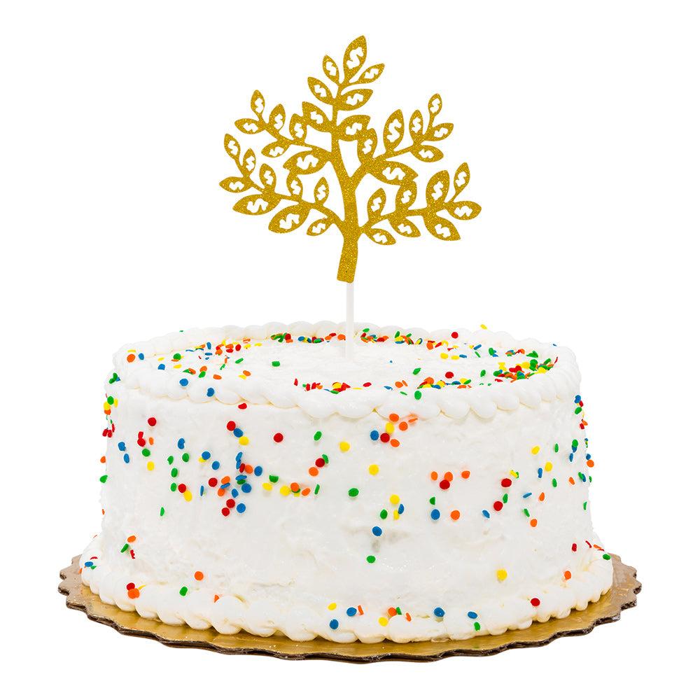 restaurantware Top Cake Gold Paper Money Tree Cake Topper - Glitter - 7" x 4 1/2" - 100 count box