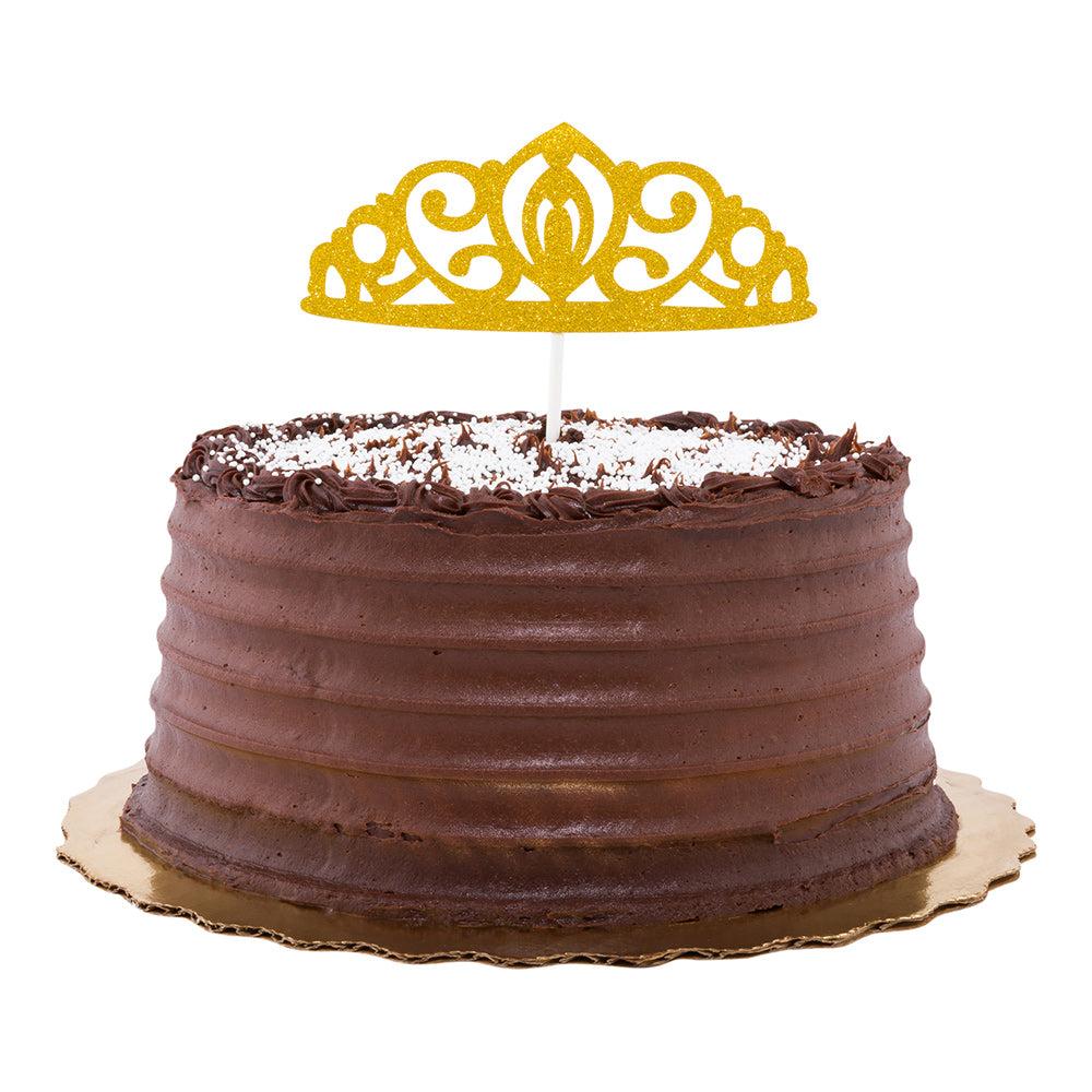 restaurantware Top Cake Gold Paper Tiara Cake Topper - Glitter - 8" x 3 3/4" - 100 count box