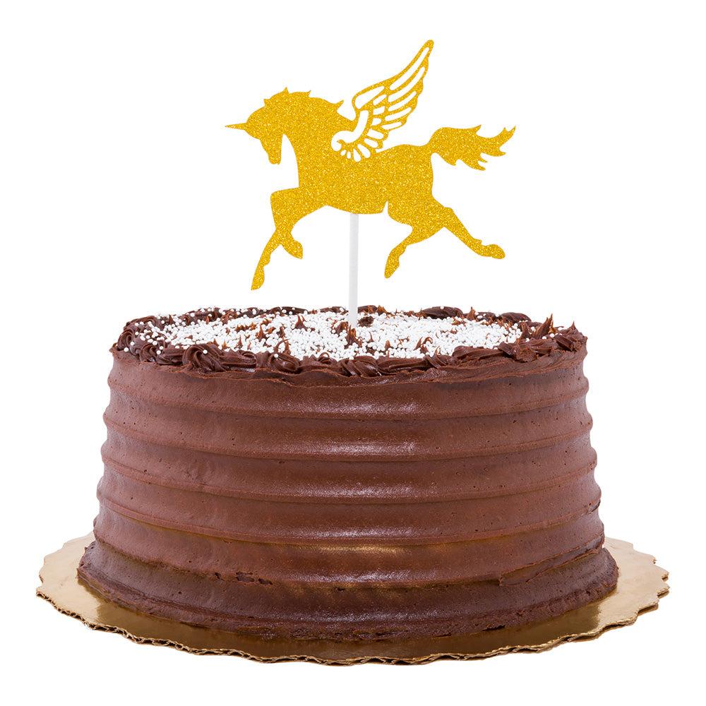 restaurantware Top Cake Gold Paper Unicorn Cake Topper - Glitter - 6" x 4 1/4" - 100 count box