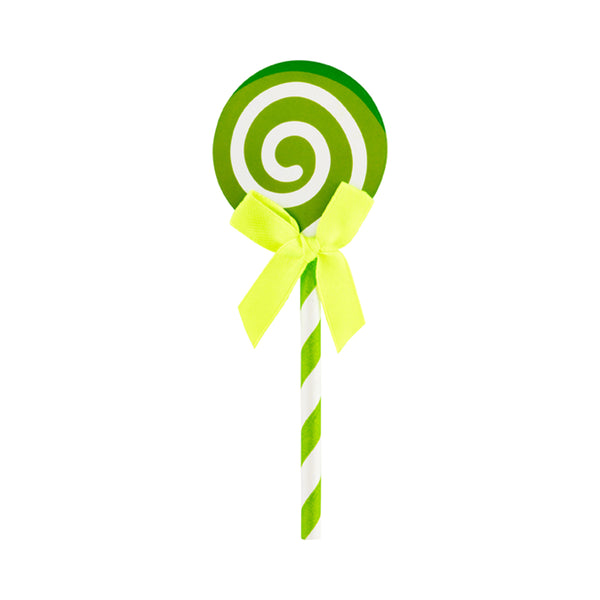 Restaurantware Top Cake Green Paper Swirl Lollipop Cake Topper - Neon Green Bow - 5 1/4" X 2" - 100 Count Box