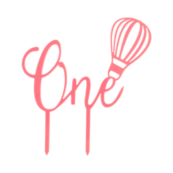 Restaurantware Top Cake Pink Acrylic Hot Air Balloon One Cake Topper - 6 1/4" X 5 3/4" - 1 Count Box