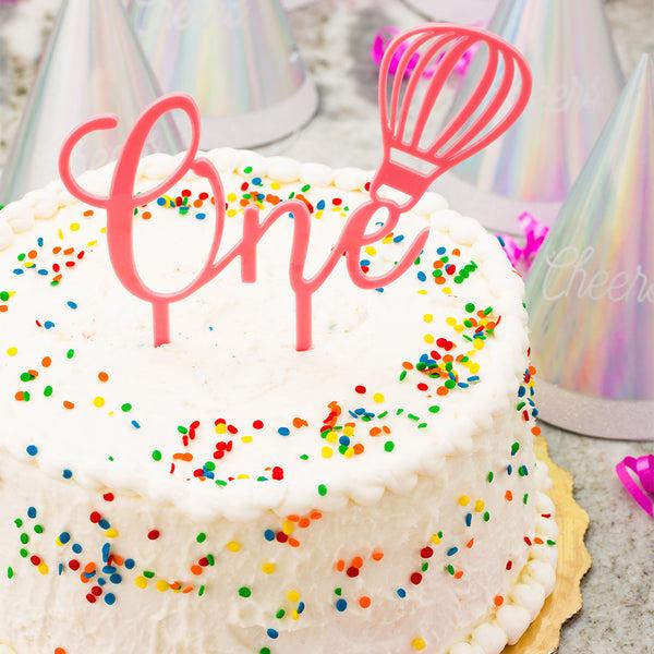 Restaurantware Top Cake Pink Acrylic Hot Air Balloon One Cake Topper - 6 1/4" X 5 3/4" - 1 Count Box