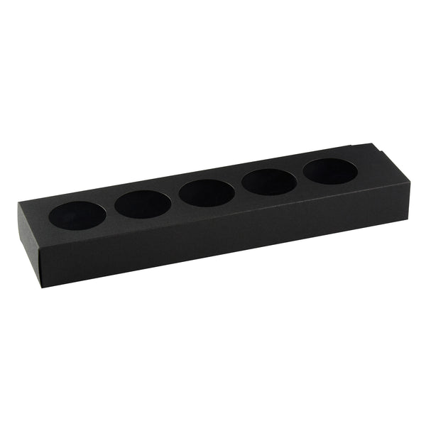 Restaurantware Valentino Rectangle Black Paper Macaron Box - Holds 5 Macarons - 12" X 3" X 1 1/2" - 100 Count Box