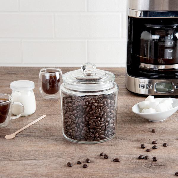 Restaurantware Vetri 0.2 Gal Glass Storage Jar - With Glass Lid - 4 1/4" X 4 1/4" X 6" - 1 Count Box