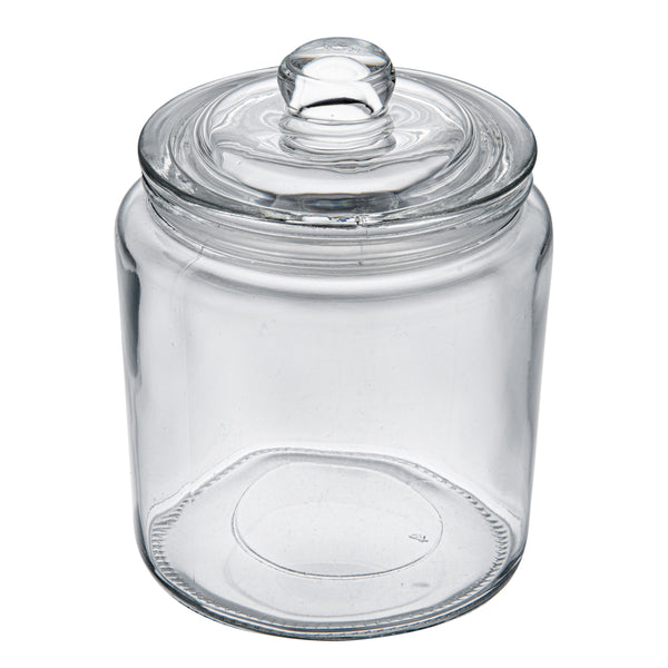 Restaurantware Vetri 0.2 Gal Glass Storage Jar - With Glass Lid - 4 1/4" X 4 1/4" X 6" - 1 Count Box