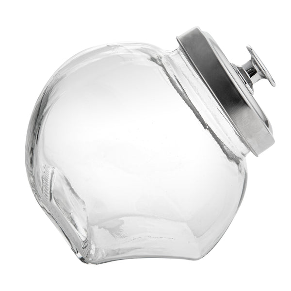 Restaurantware Vetri 0.3 Gal Glass Penny Jar - With Chrome Lid - 3 1/2" X 3 1/2" X 6 1/4" - 1 Count Box