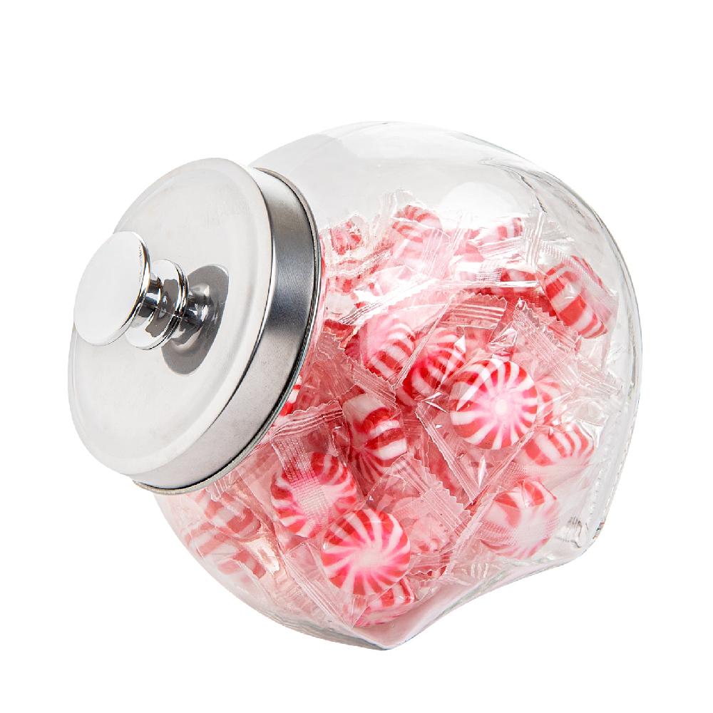 restaurantware Vetri 0.3 gal Glass Penny Jar - with Chrome Lid - 3 1/2" x 3 1/2" x 6 1/4" - 1 count box