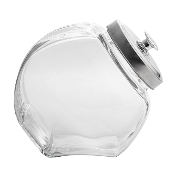 Restaurantware Vetri 0.5 Gal Glass Penny Jar - With Chrome Lid - 4" X 4" X 7 1/2" - 1 Count Box