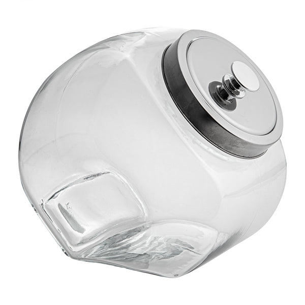 Restaurantware Vetri 1 Gal Glass Penny Jar - With Chrome Lid - 4 1/2" X 4 1/2" X 9" - 1 Count Box