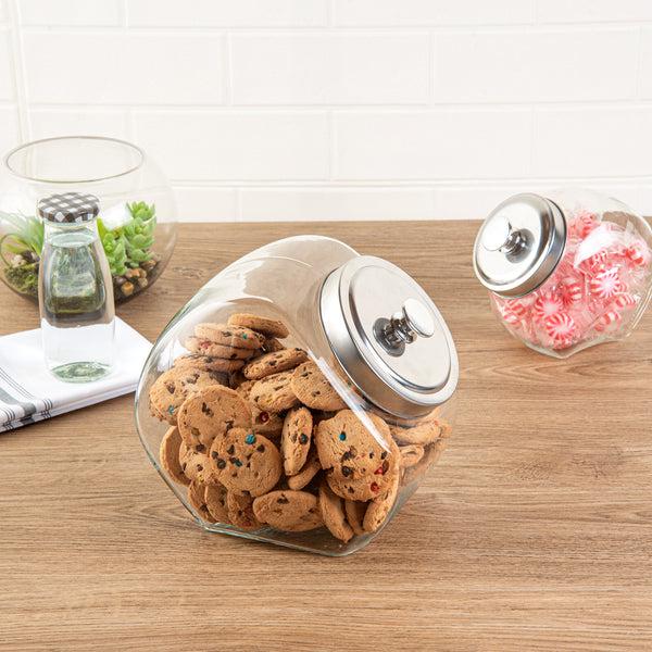 Restaurantware Vetri 1 Gal Glass Penny Jar - With Chrome Lid - 4 1/2" X 4 1/2" X 9" - 1 Count Box