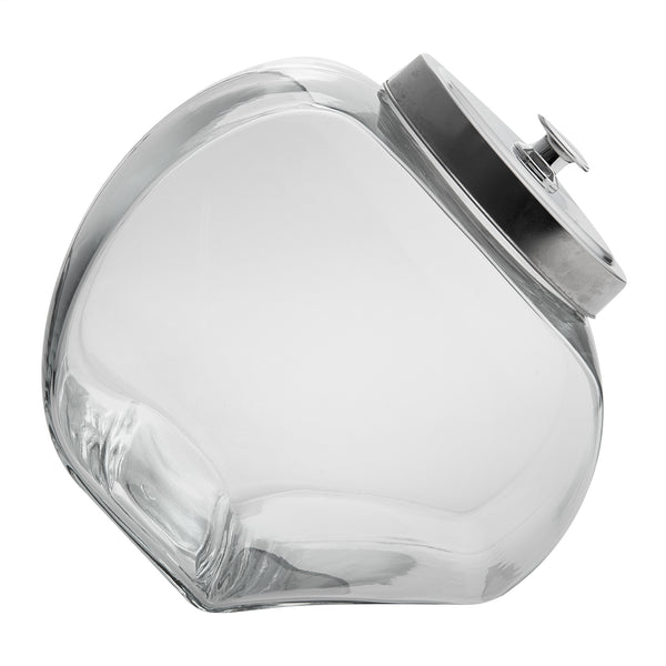 Restaurantware Vetri 1 Gal Glass Penny Jar - With Chrome Lid - 4 1/2" X 4 1/2" X 9" - 1 Count Box