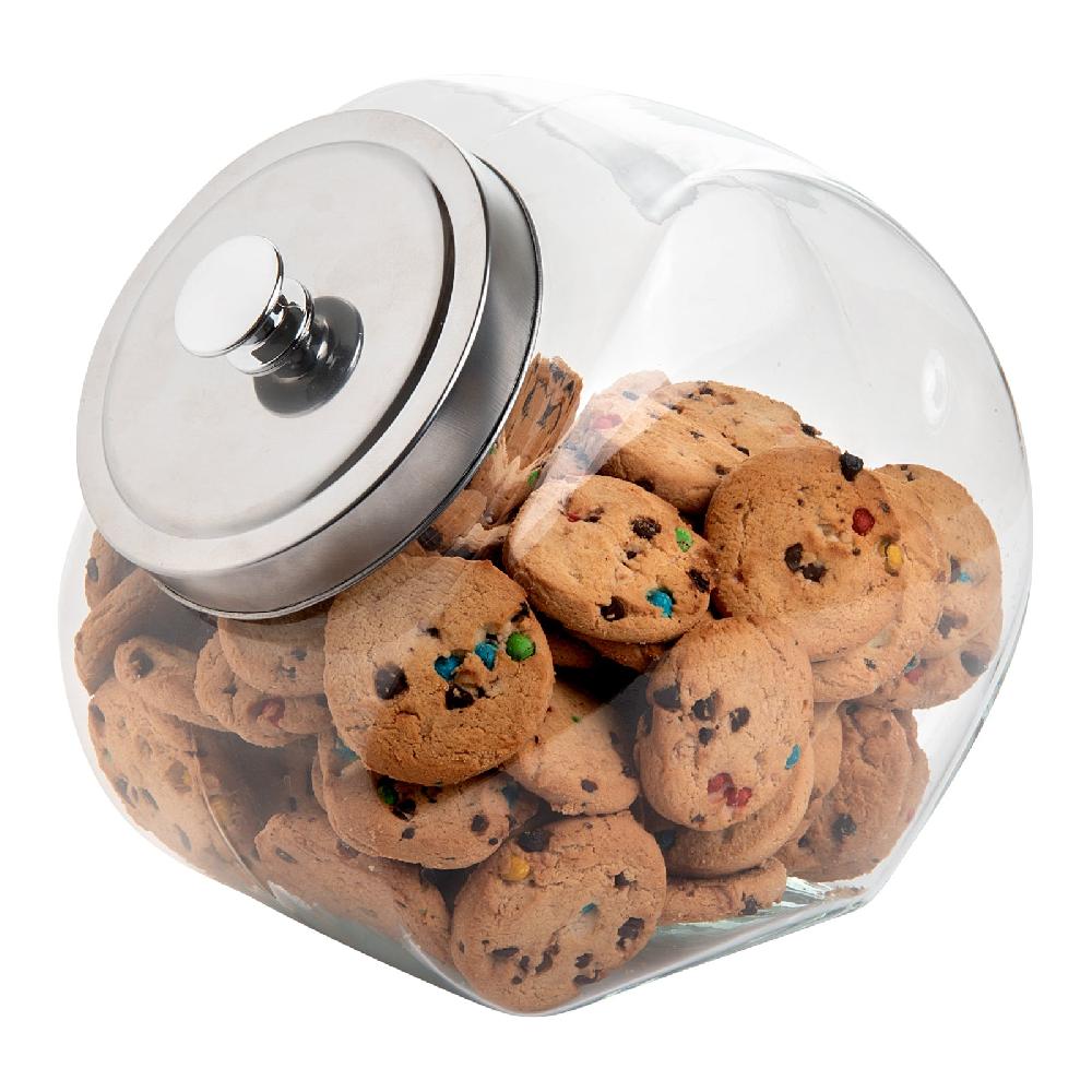 restaurantware Vetri 1 gal Glass Penny Jar - with Chrome Lid - 4 1/2" x 4 1/2" x 9" - 1 count box