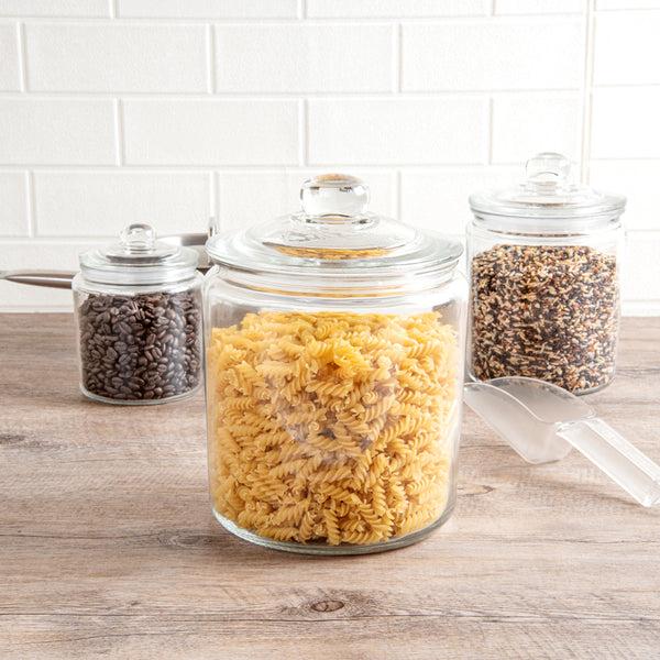Restaurantware Vetri 1 Gal Glass Storage Jar - With Glass Lid - 7" X 7" X 9 3/4" - 1 Count Box