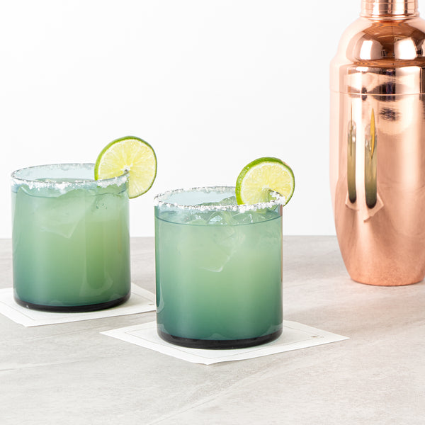 Restaurantware Vetri 10 Oz Blue Rocks / Old Fashioned Glass - 3 1/4" X 3 1/4" X 3 1/2" - 24 Count Box