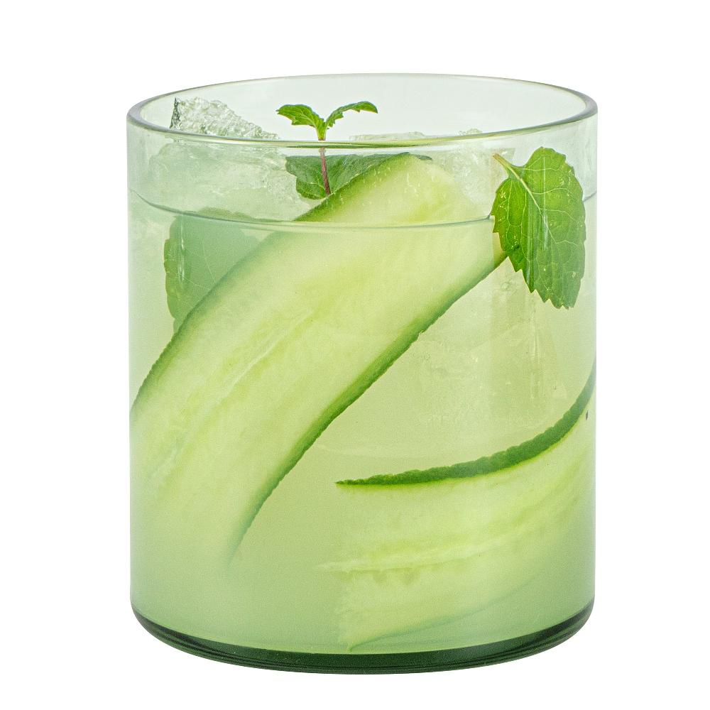 restaurantware Vetri 10 oz Green Rocks / Old Fashioned Glass - 3 1/4" x 3 1/4" x 3 1/2" - 24 count box