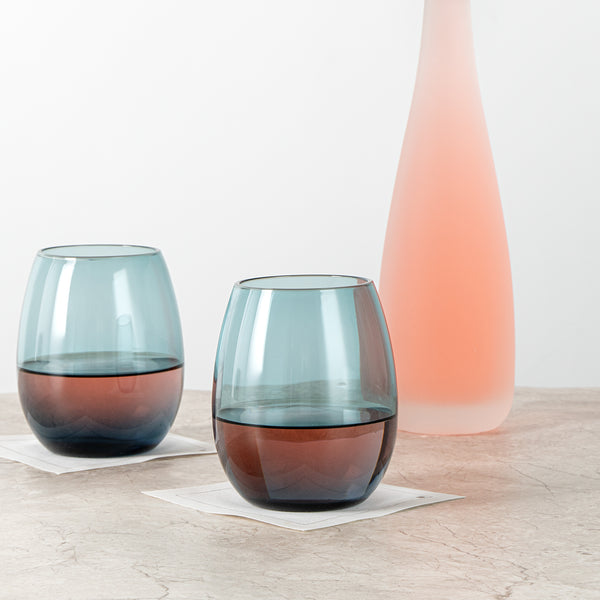 Restaurantware Vetri 15 Oz Blue Stemless Wine Glass - 3 3/4" X 3 3/4" X 4 1/4" - 24 Count Box