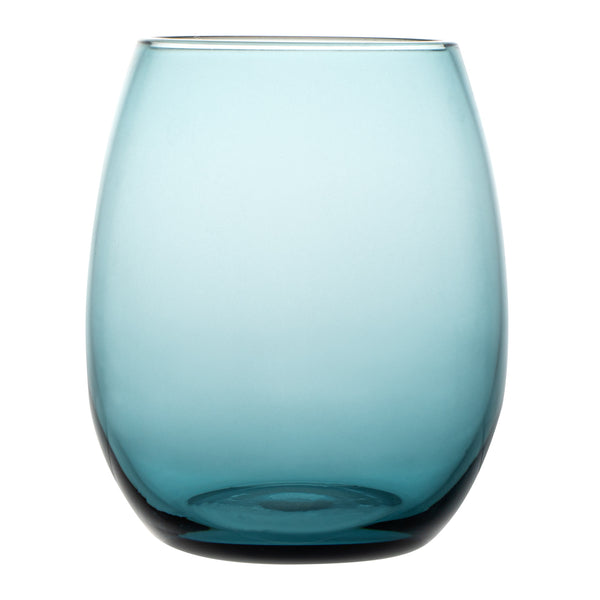 Restaurantware Vetri 15 Oz Blue Stemless Wine Glass - 3 3/4" X 3 3/4" X 4 1/4" - 24 Count Box