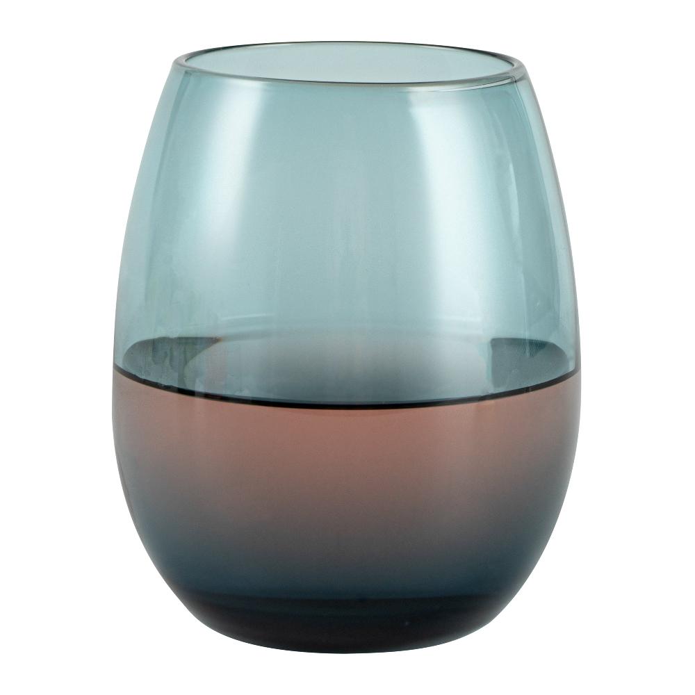 restaurantware Vetri 15 oz Blue Stemless Wine Glass - 3 3/4" x 3 3/4" x 4 1/4" - 24 count box