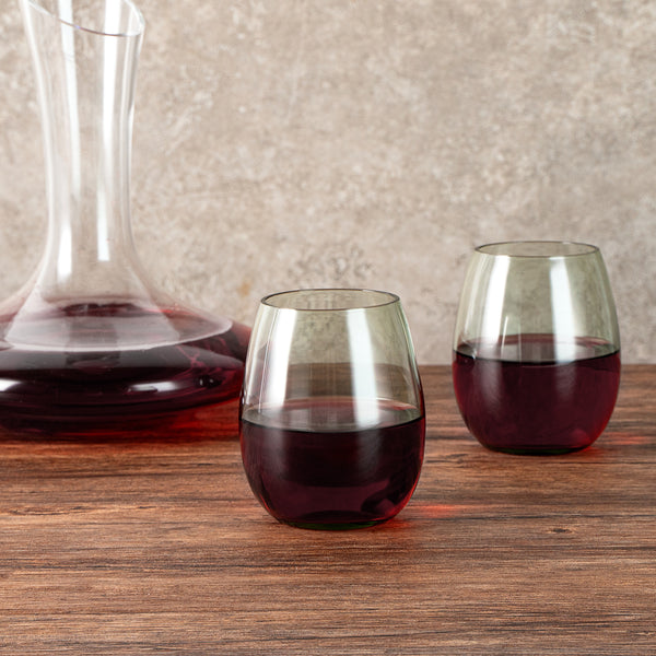 Restaurantware Vetri 15 Oz Green Stemless Wine Glass - 3 3/4" X 3 3/4" X 4 1/4" - 24 Count Box