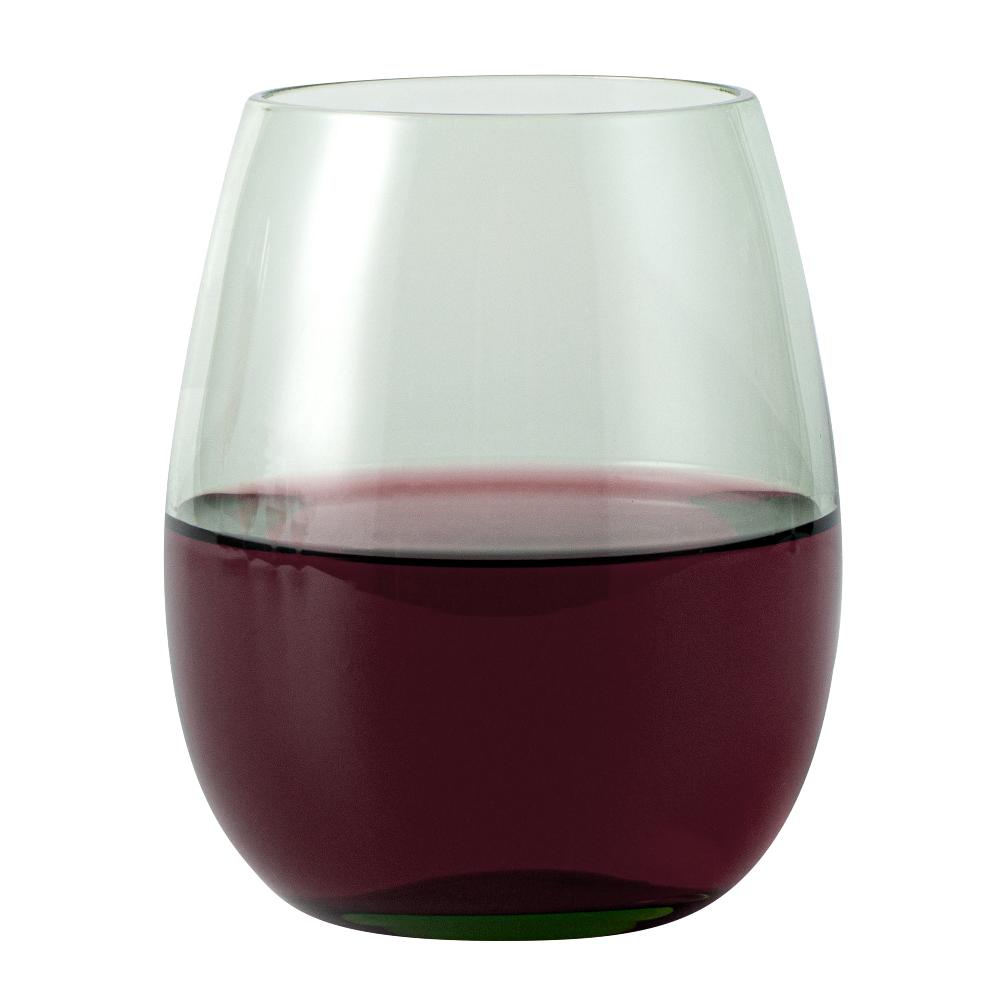 restaurantware Vetri 15 oz Green Stemless Wine Glass - 3 3/4" x 3 3/4" x 4 1/4" - 24 count box