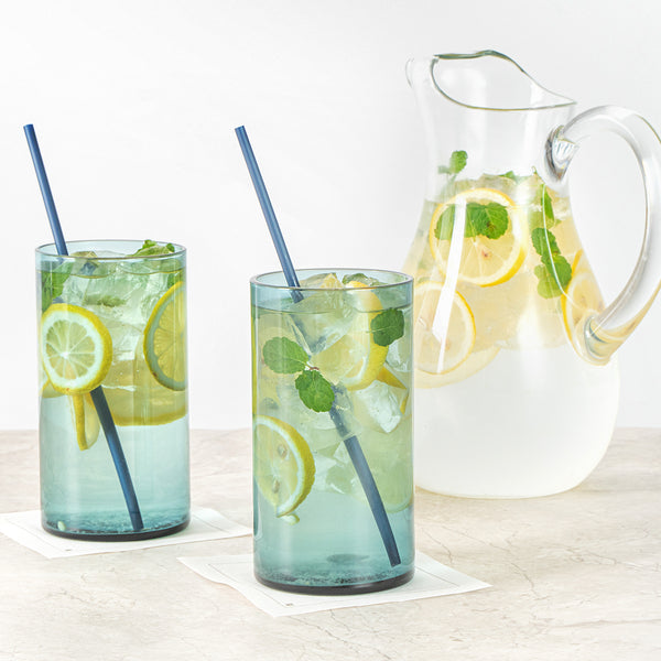 Restaurantware Vetri 16 Oz Blue Beverage Glass - 3" X 3" X 5 1/2" - 24 Count Box