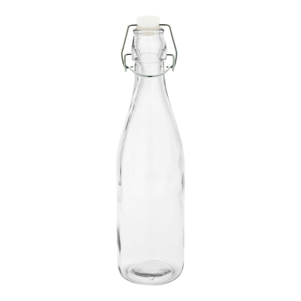 Restaurantware Vetri 17 Oz Round Glass Nostalgic Bottle - Swing Top - 2 3/4" X 2 3/4" X 10 3/4" - 10 Count Box