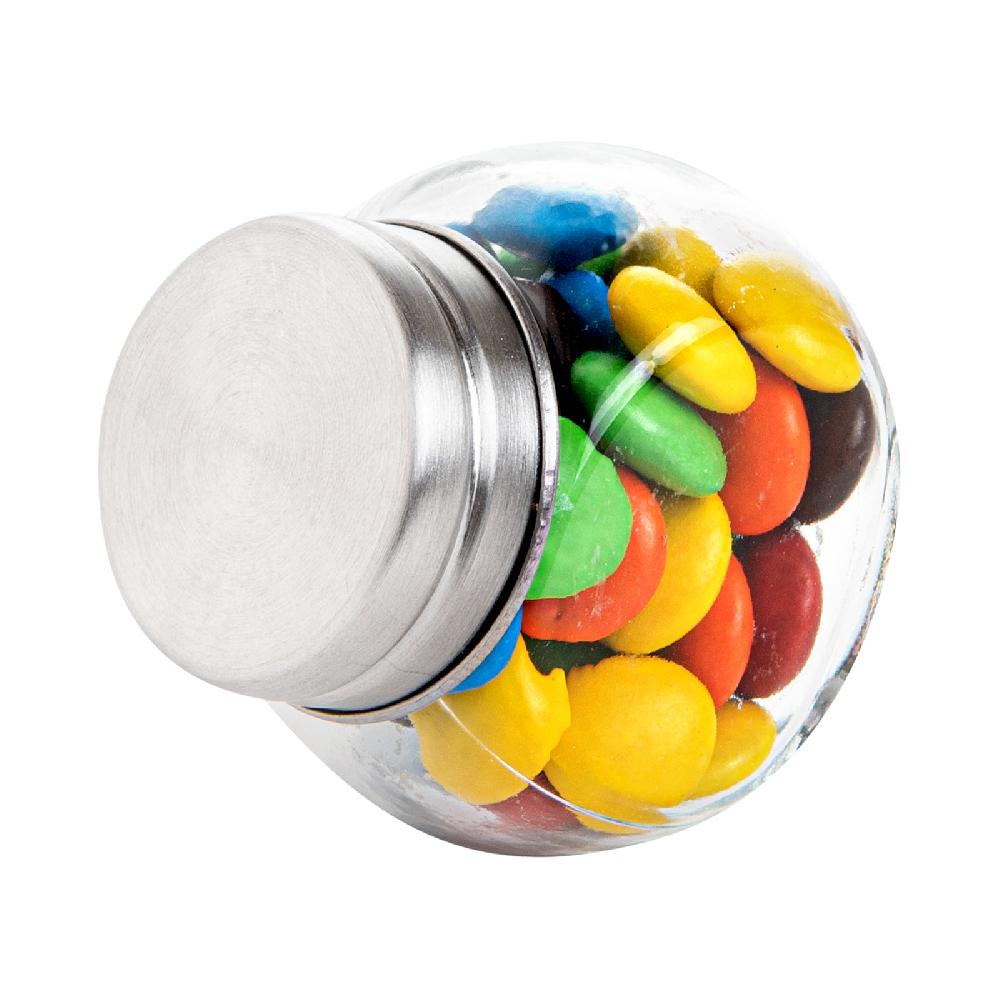 restaurantware Vetri 2 oz Glass Mini Favor Jar - with Chrome Lid - 2 1/4" x 1 1/2" x 2 1/4" - 100 count box