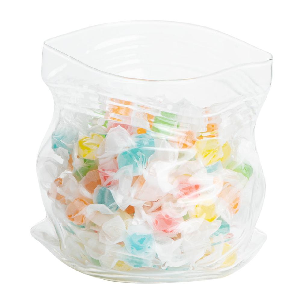 restaurantware Vetri 22 oz Round Clear Glass Unzipped Bag Bowl - 4 3/4" x 4" x 4 1/2" - 1 count box