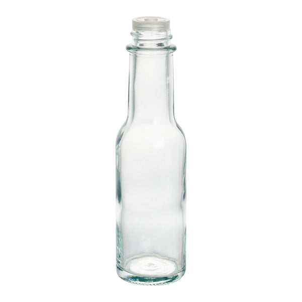 Restaurantware Vetri 3 Oz Glass Woozy Bottle - With Black Cap - 1 1/2" X 1 1/2" X 6" - 10 Count Box