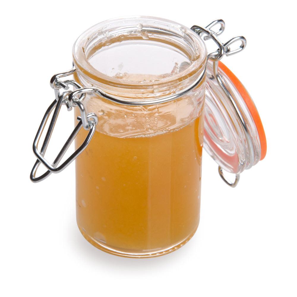 restaurantware Vetri 3 oz Round Glass Nostalgic Mason Jar - with Clamp Lid - 1 3/4" x 1 3/4" x 3 1/4" - 10 count box