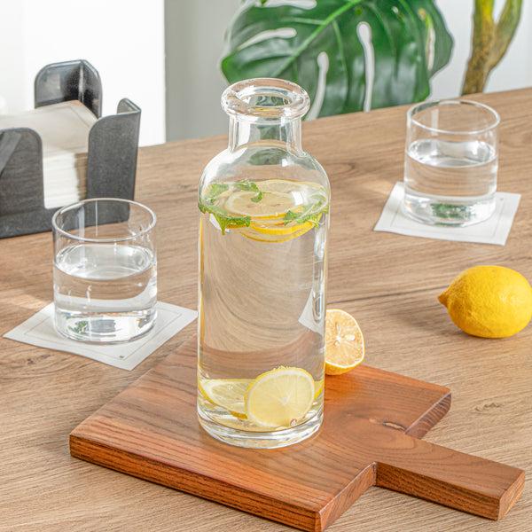 Restaurantware Vetri 40 Oz Glass Water Bottle - 3 1/2" X 3 1/2" X 9 3/4" - 24 Count Box